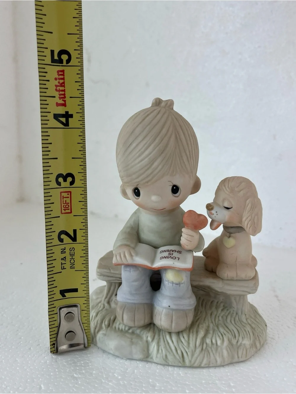 PRECIOUS MOMENTS VTG Loving Is Sharing Figurine 1979 Boy Dog-Jonathan & David